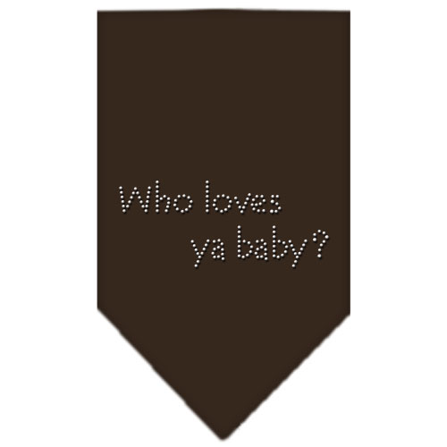 Who Loves Ya Baby Rhinestone Bandana Cocoa Small